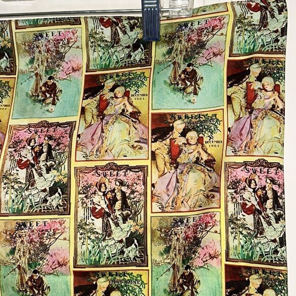 Vtg Renaar-Hollyvogue square polyester scarf with early 1900s pictures or ads - Picture 5 of 12